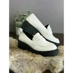 Rocket Dog Women's Imea Loafer‎ White Size 8 Chunky Heel Preppy